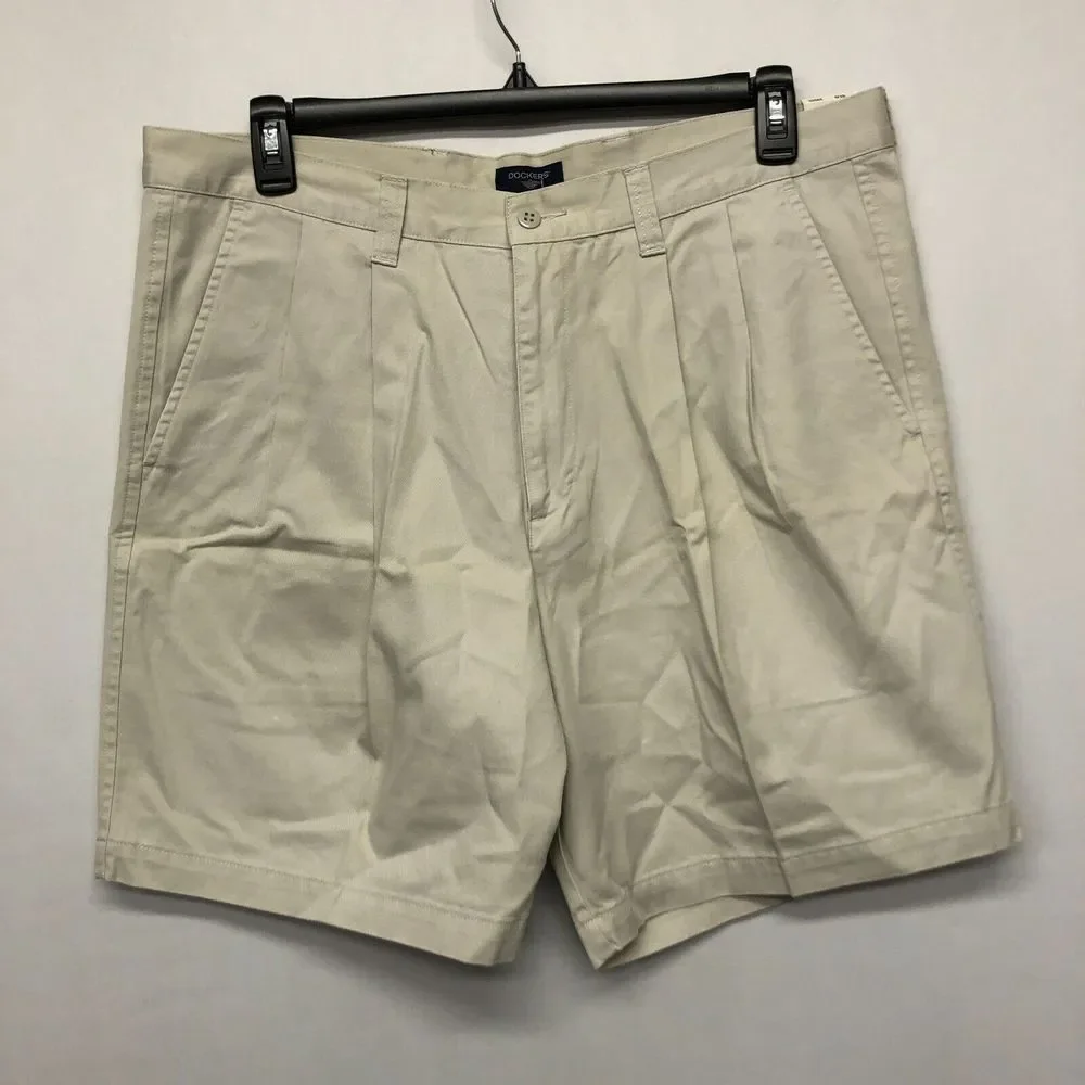 NWT Dockers Men Weathered Gab Pleated Chino Cotton Shorts Size 38 M125 -29